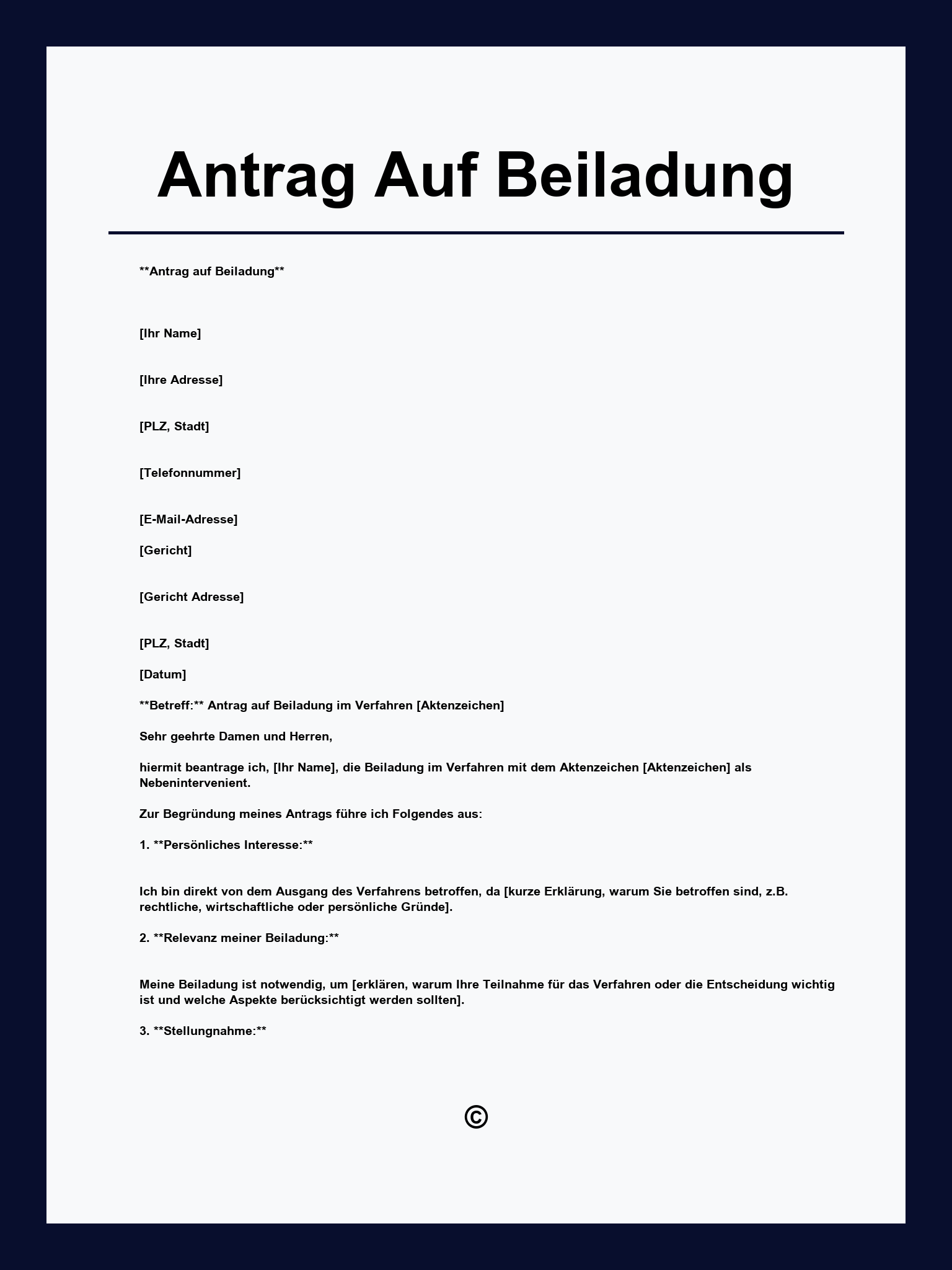 Antrag Auf Beiladung Muster
