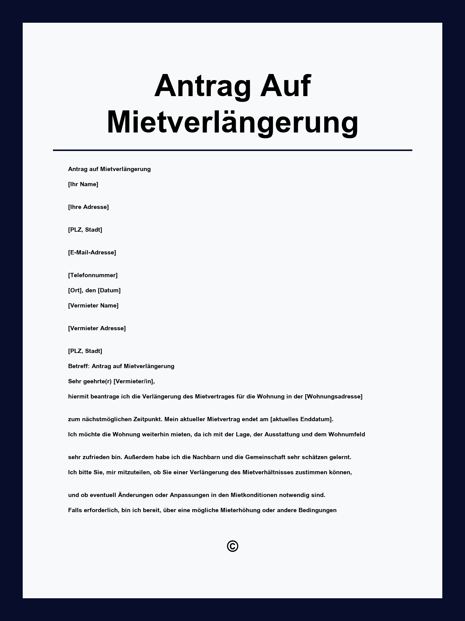 Antrag Auf Mietverlängerung