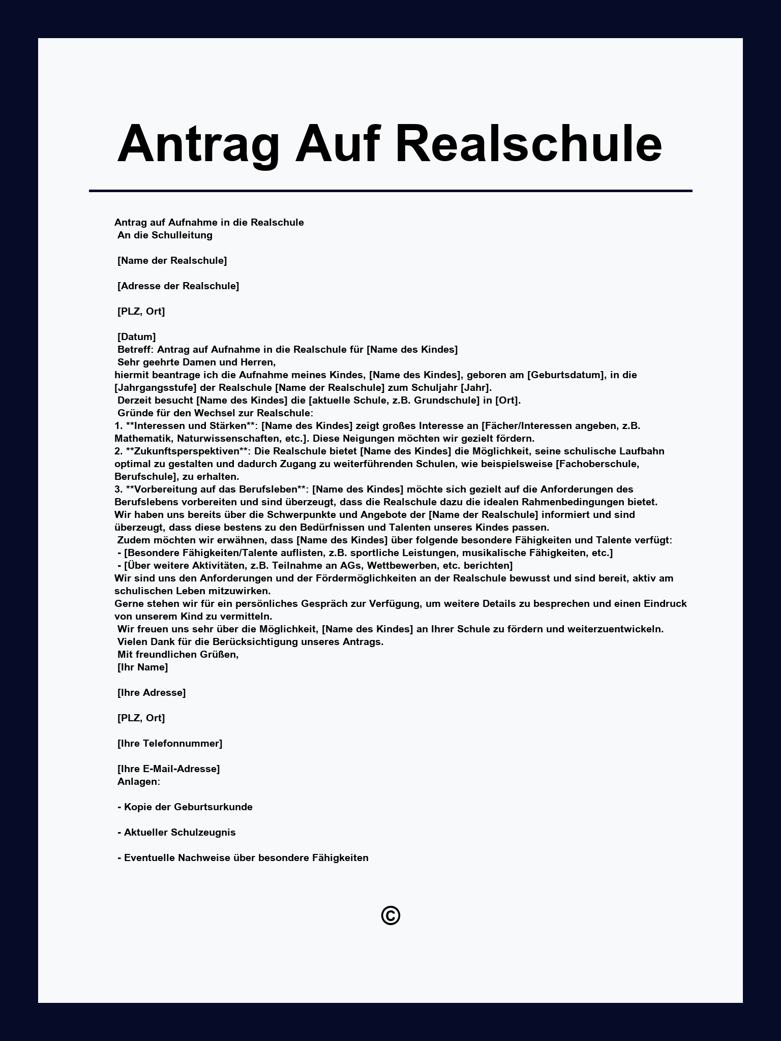 Antrag Auf Realschule