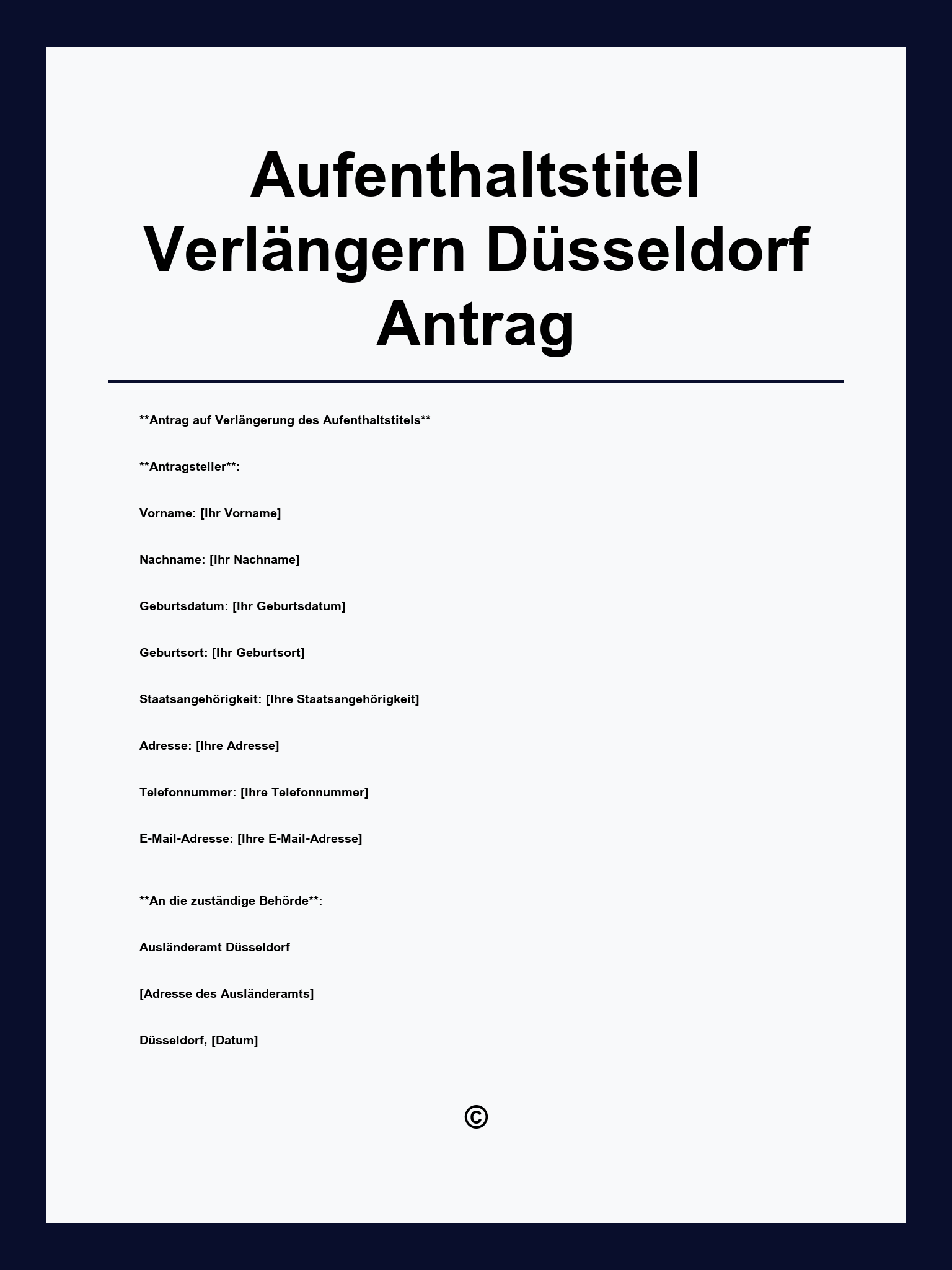 Aufenthaltstitel Verlängern Düsseldorf Antrag