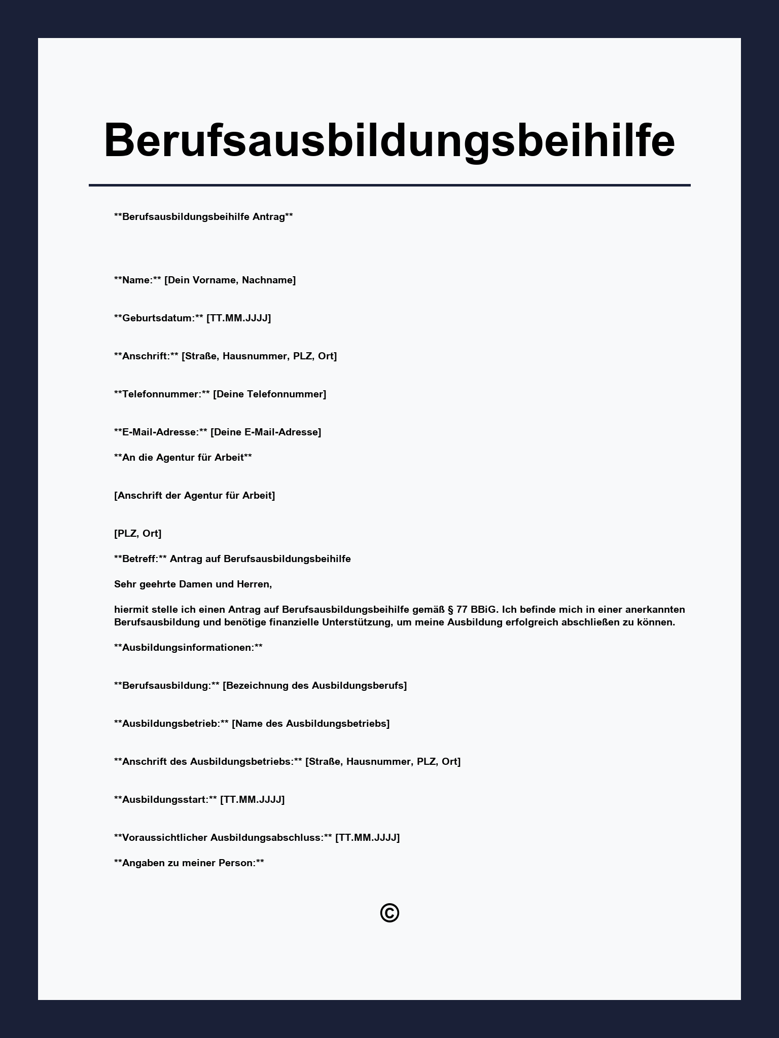 Berufsausbildungsbeihilfe