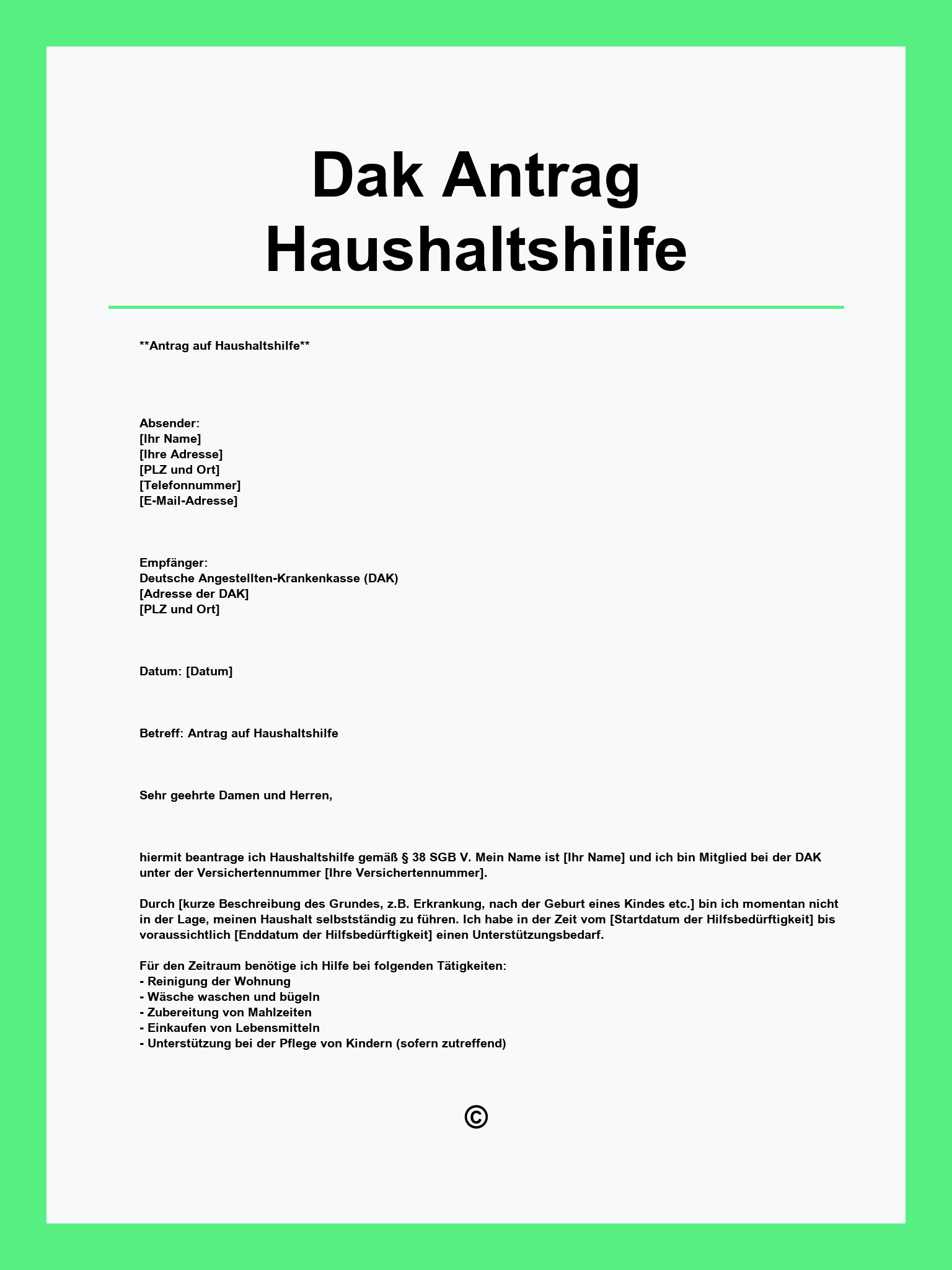 Dak Antrag Haushaltshilfe Formular