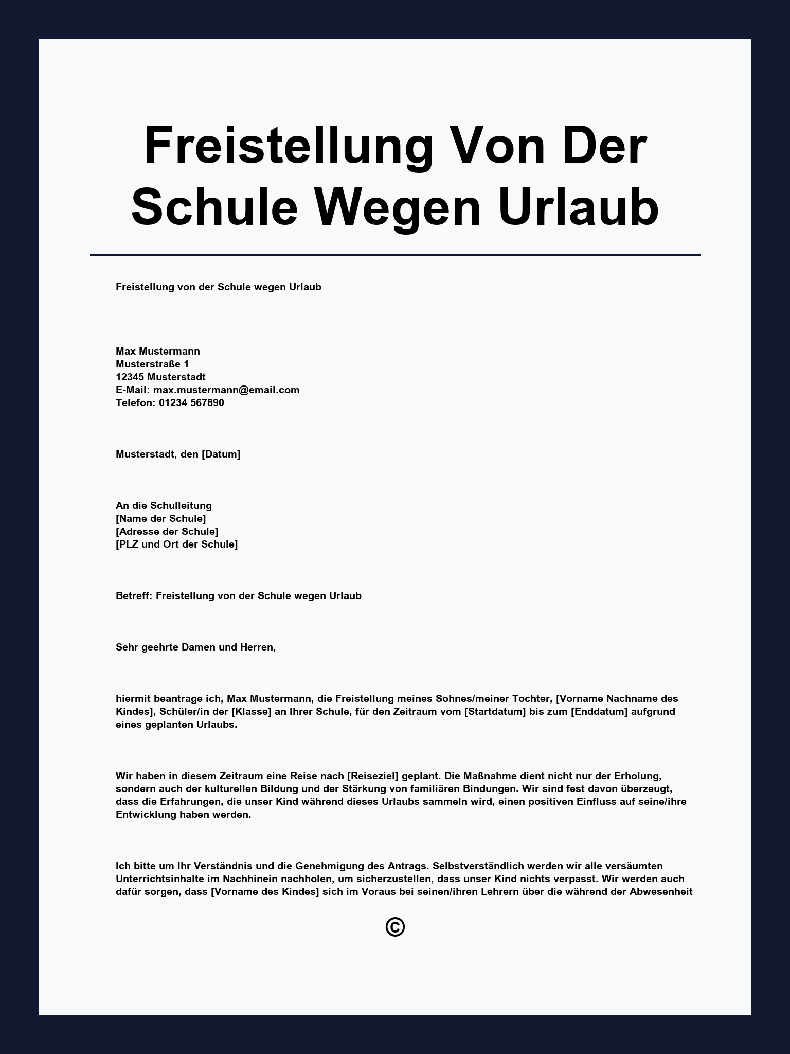Freistellung Von Der Schule Wegen Urlaub