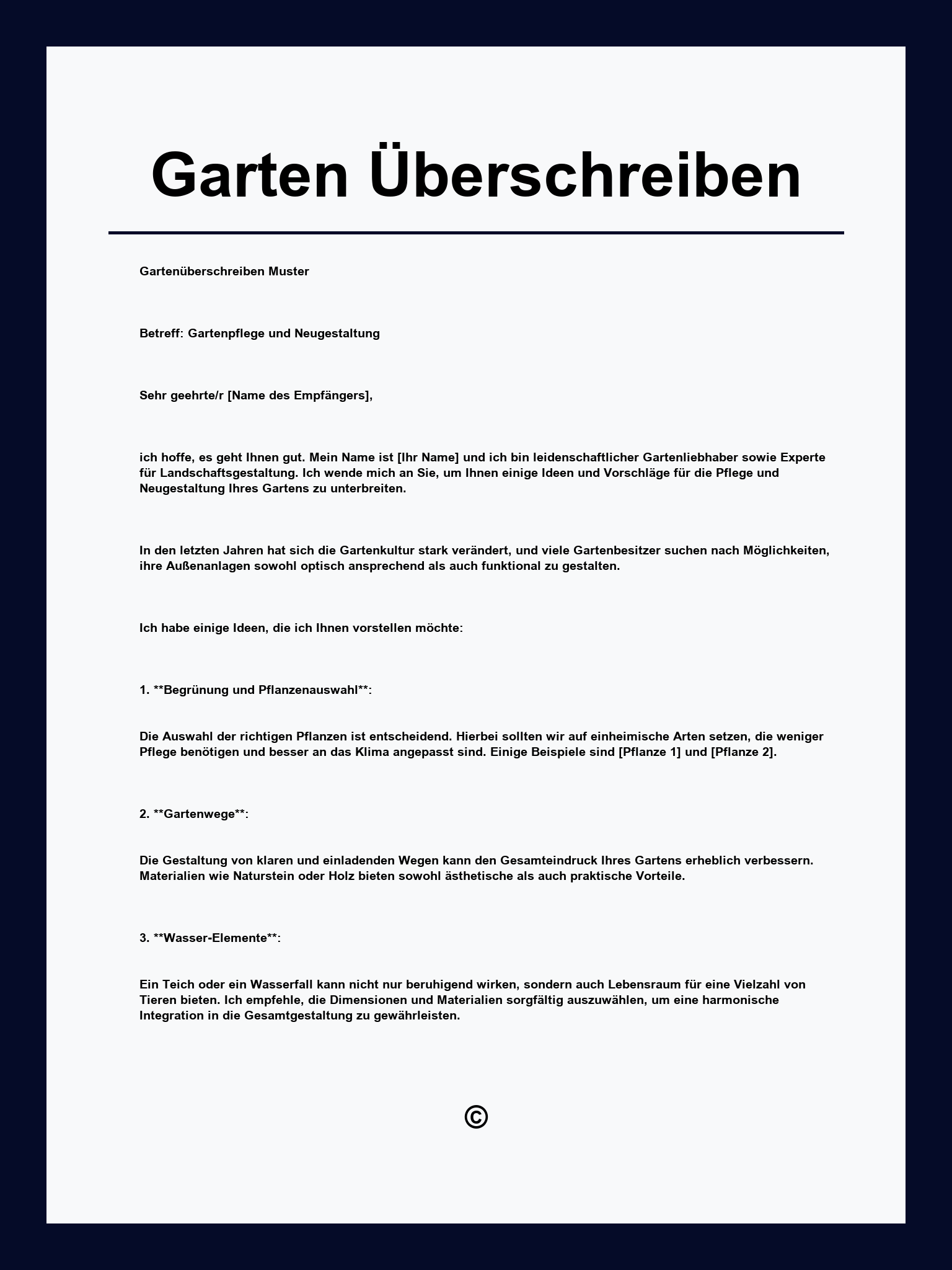 Garten Überschreiben Formular