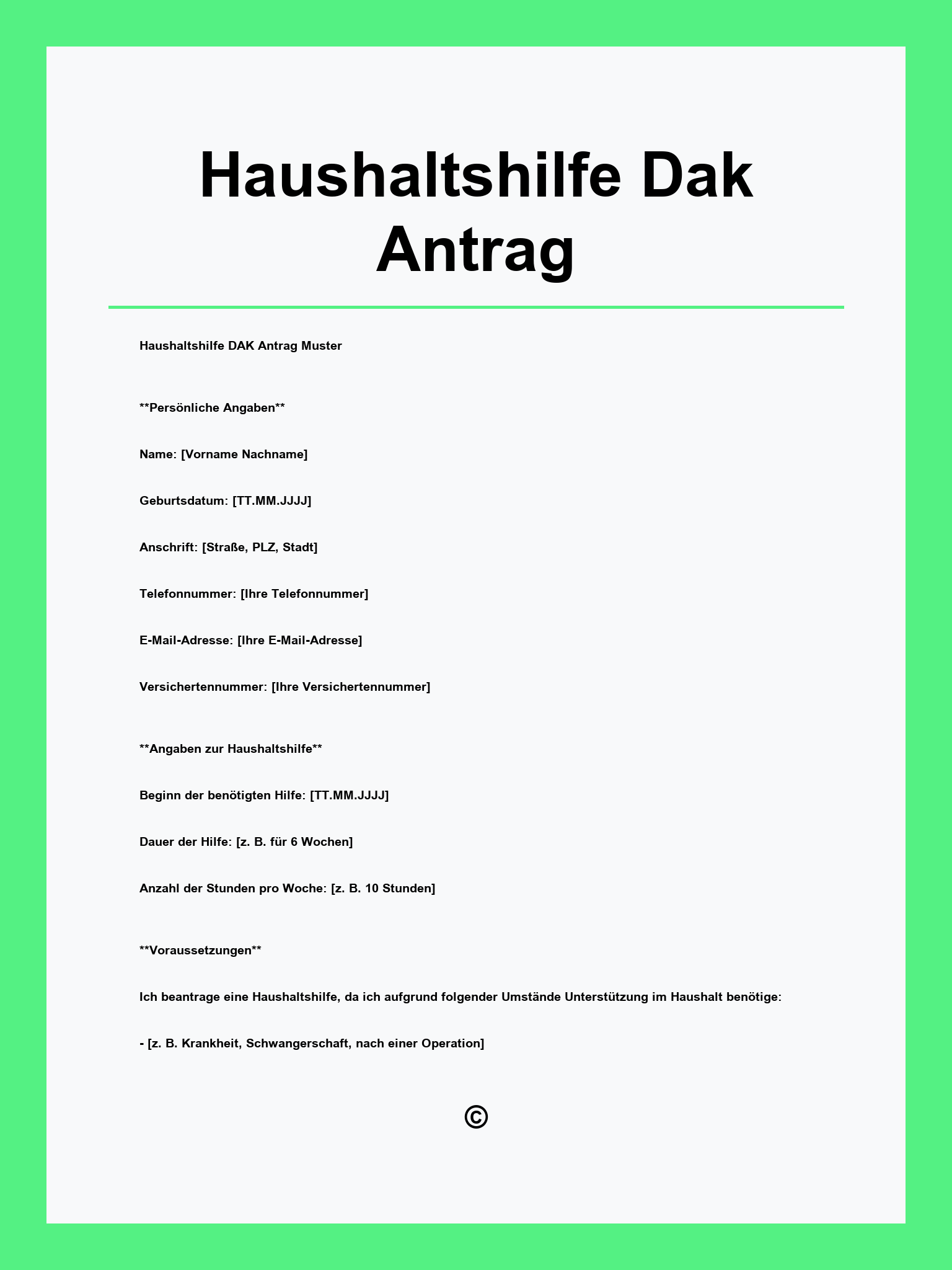 Haushaltshilfe Dak Antrag