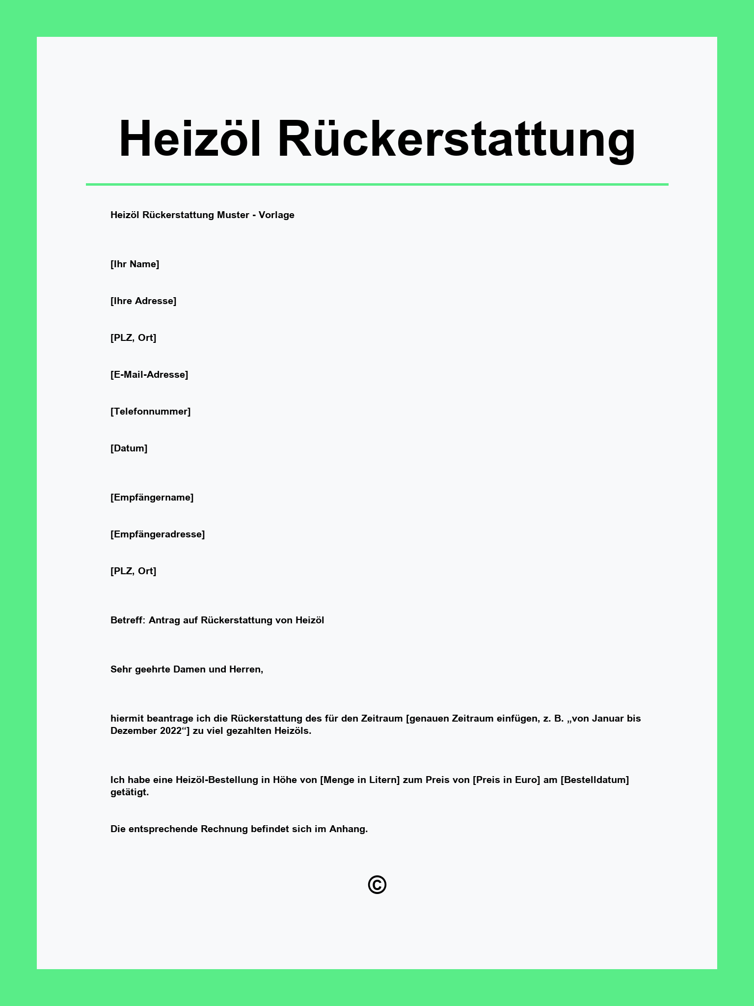 Heizöl Rückerstattung Formular