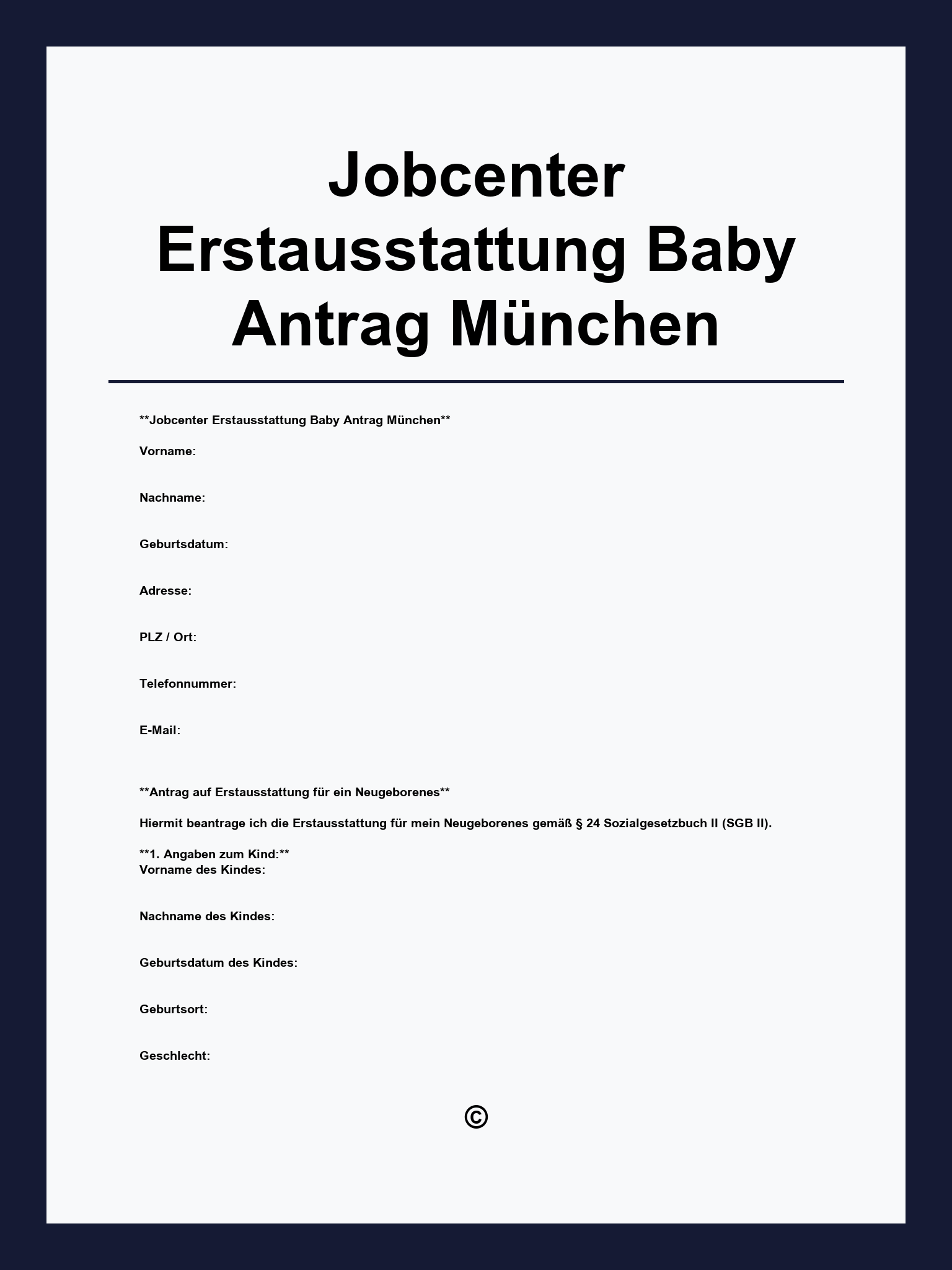 Jobcenter Erstausstattung Baby Antrag Formular München