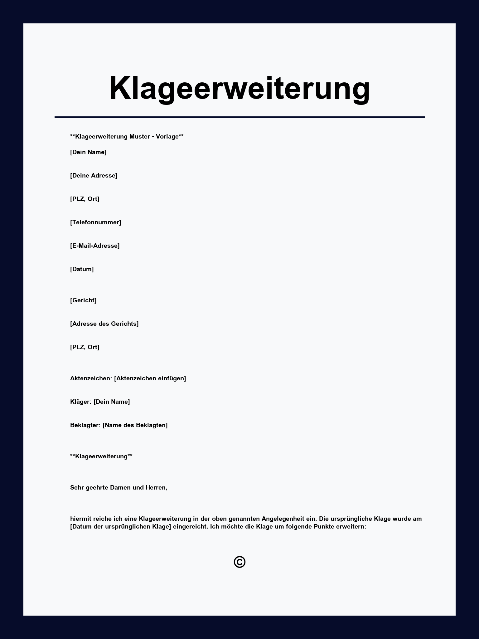Muster Klageerweiterung