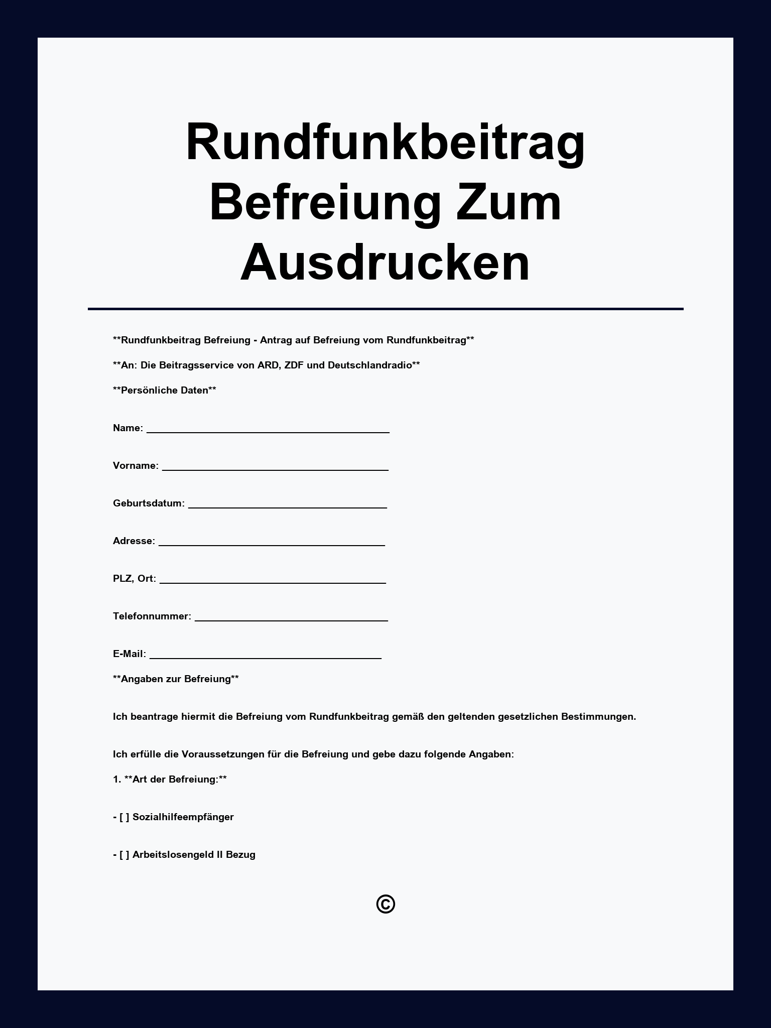 Rundfunkbeitrag Befreiung Formular Zum Ausdrucken