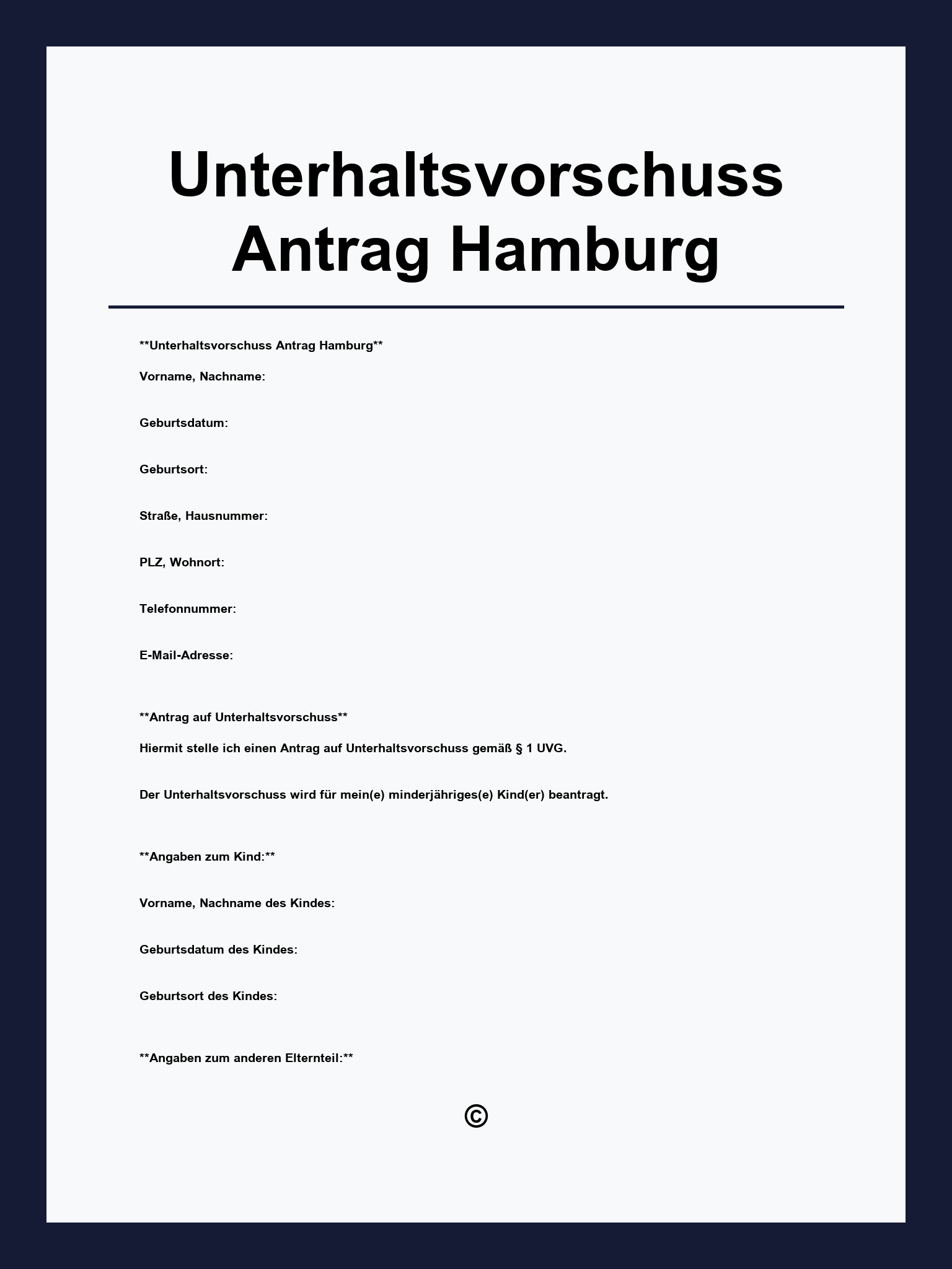 Unterhaltsvorschuss Antrag Hamburg